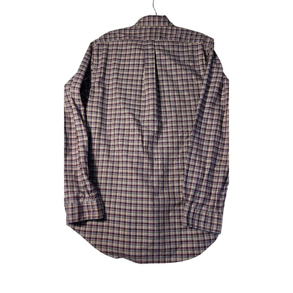 Vintage Ralph Lauren Men’s Plaid LS Shirt Burgundy/Blue/Yellow Medium - Picture 2 of 7